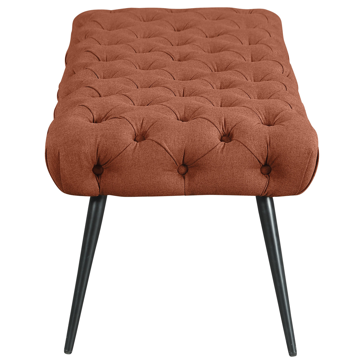 Ella Tufted Upholstered Bench with Metal Legs in Rust