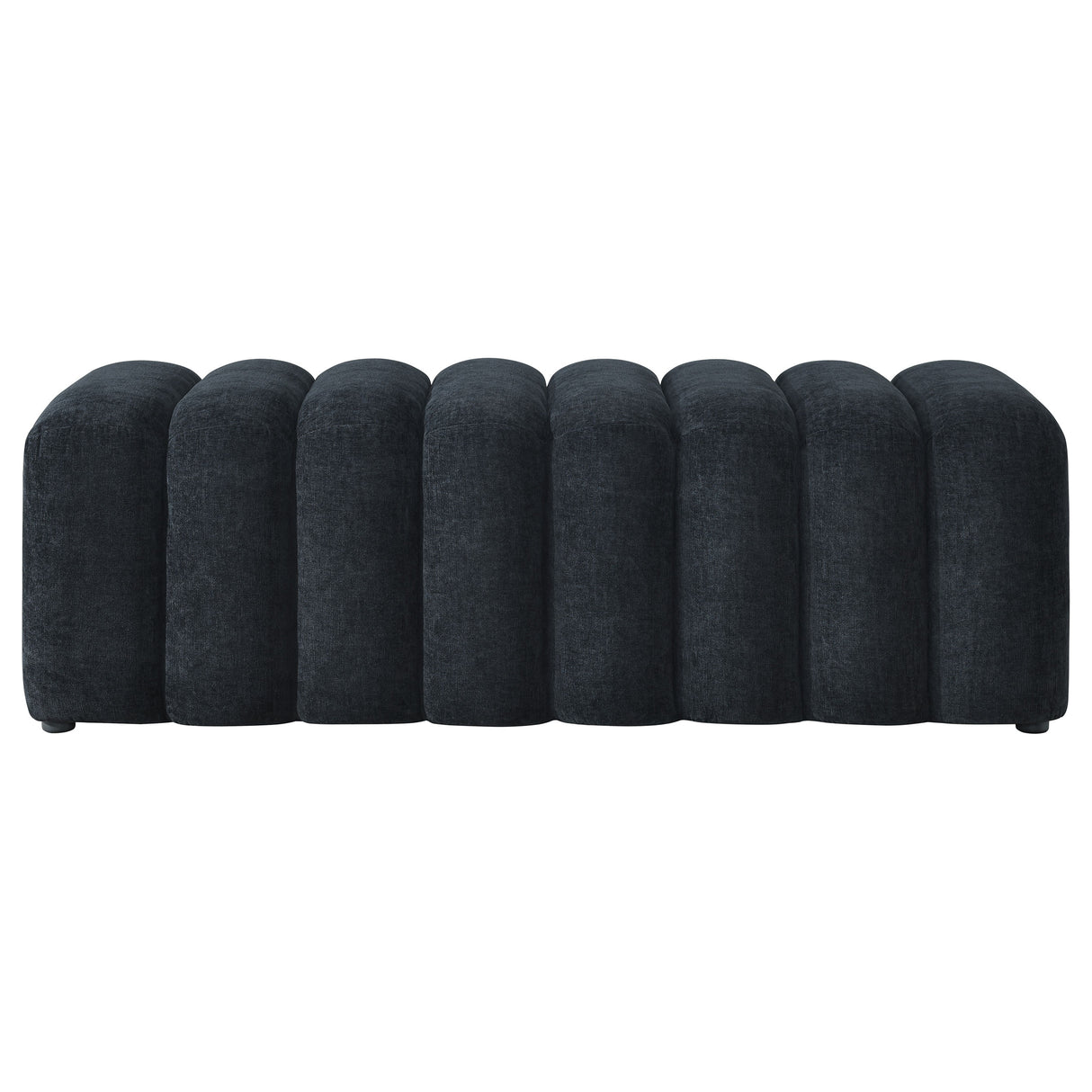 Black Chenille Channel Tufted Accent Bench