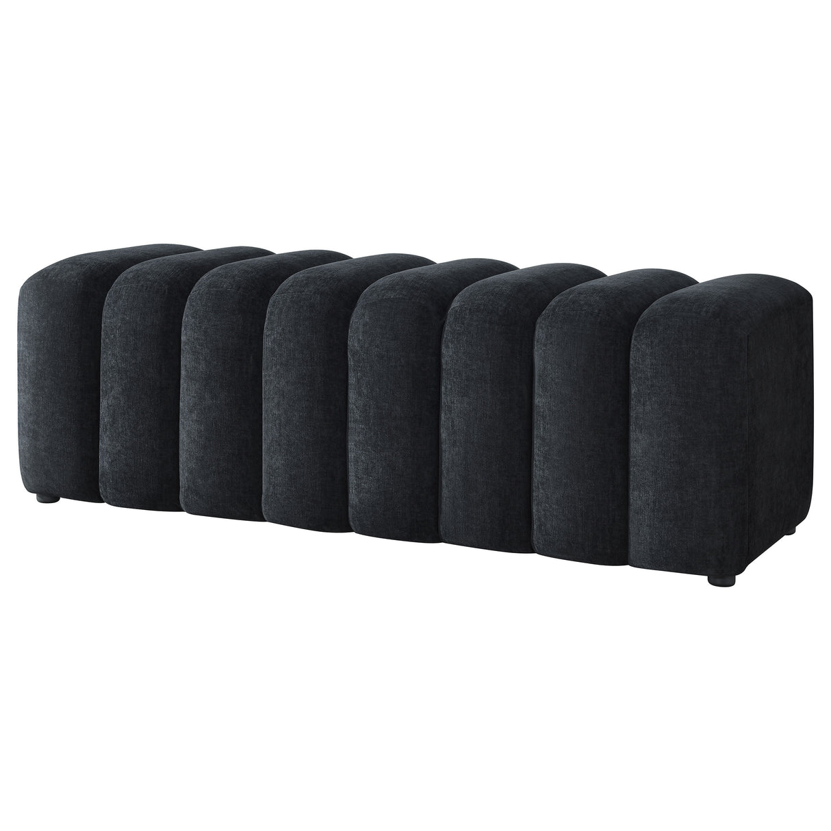 Black Chenille Channel Tufted Accent Bench