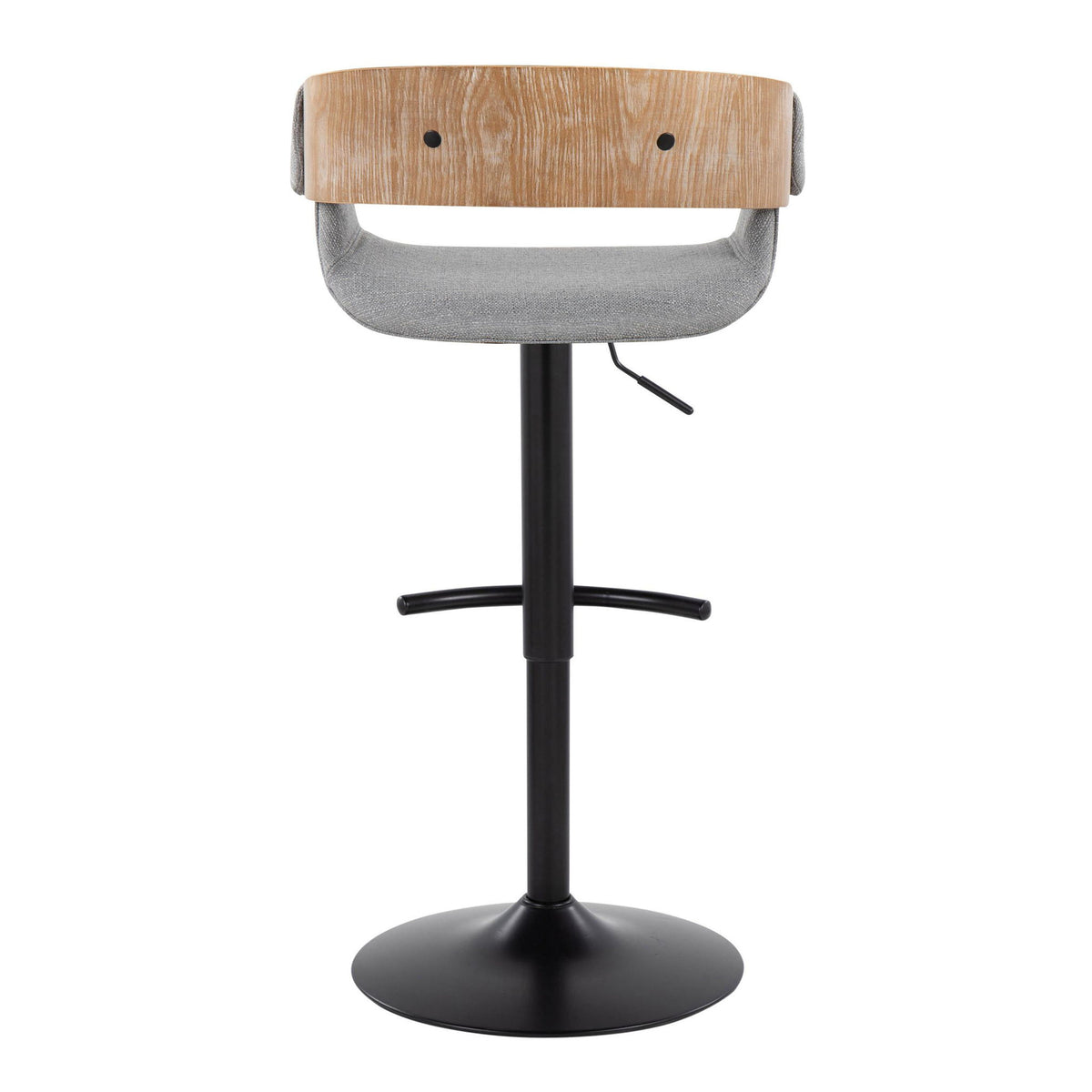 Elisa - Adjustable Barstool With Swivel & Rounded T Footrest (Set of 2) - Gray - Fabric
