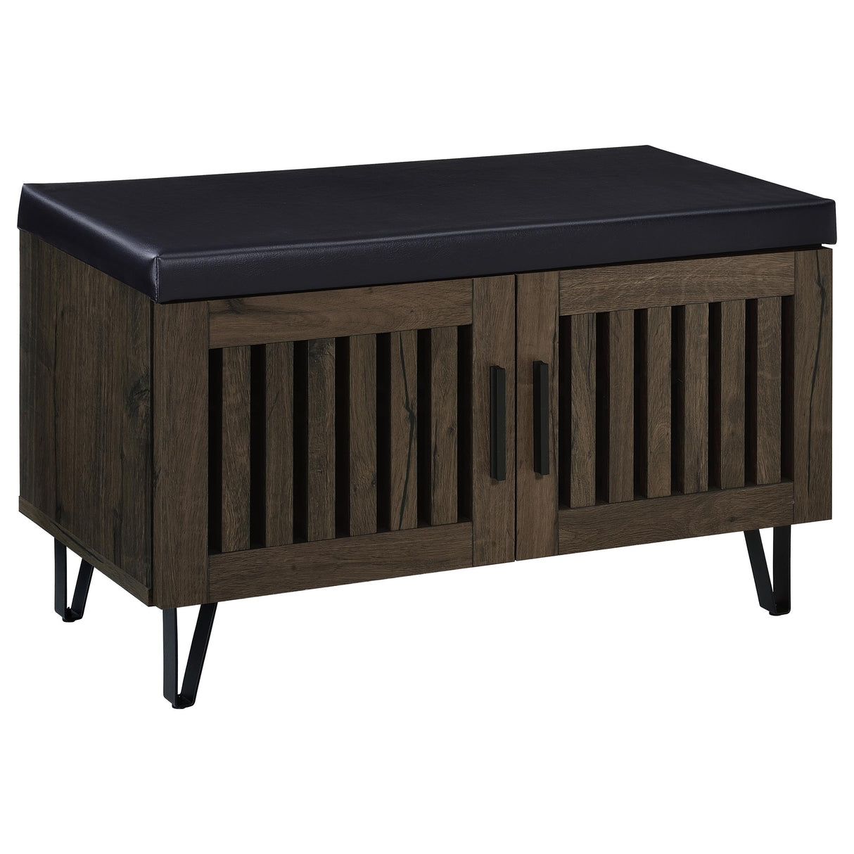 Brixton 2-Door Padded Shoe Storage Bench in Smoked Oak