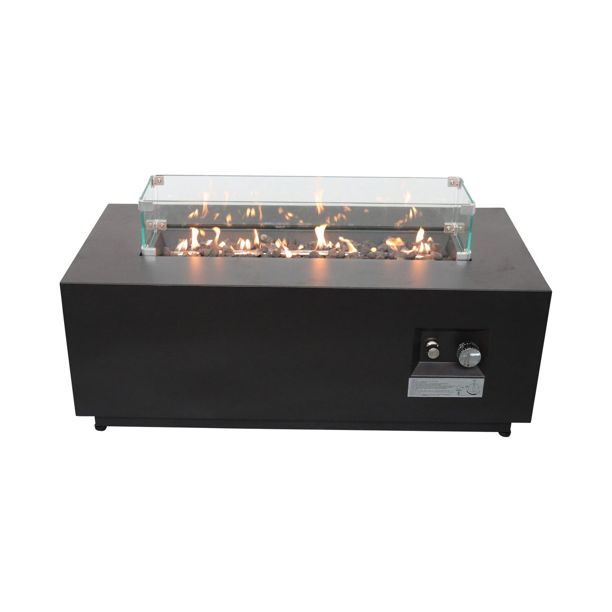 Outdoor Fire Pit Table Backyard Heater Propane Gas Durable Steel 42x16in Black