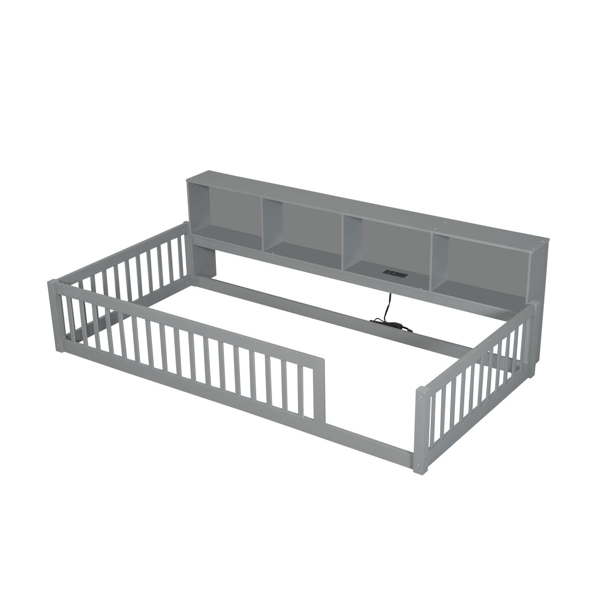 Floor Bed With Storage Cabinets And USB Ports