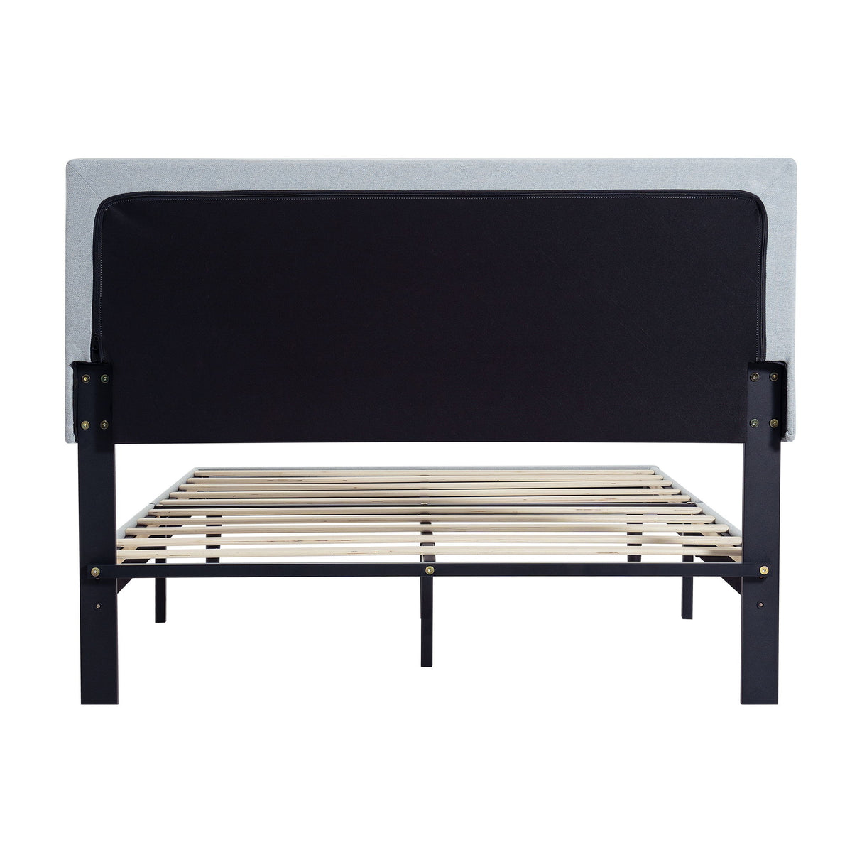 Modern Upholstered Platform Bed Frame With Button Tufted Fabric Headboard