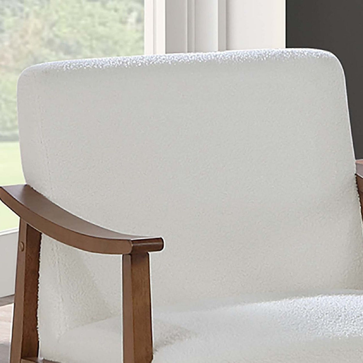 Upholstered Accent Chair With Frame Low Profile Seating For Living Room - White