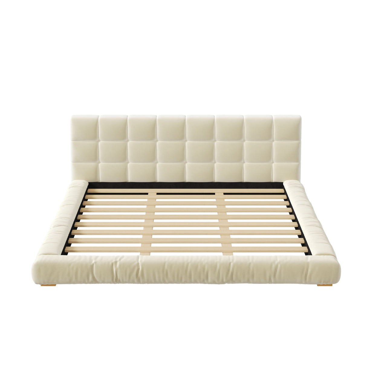 Upholstered Platform Bed Frame With Tufted Headboard