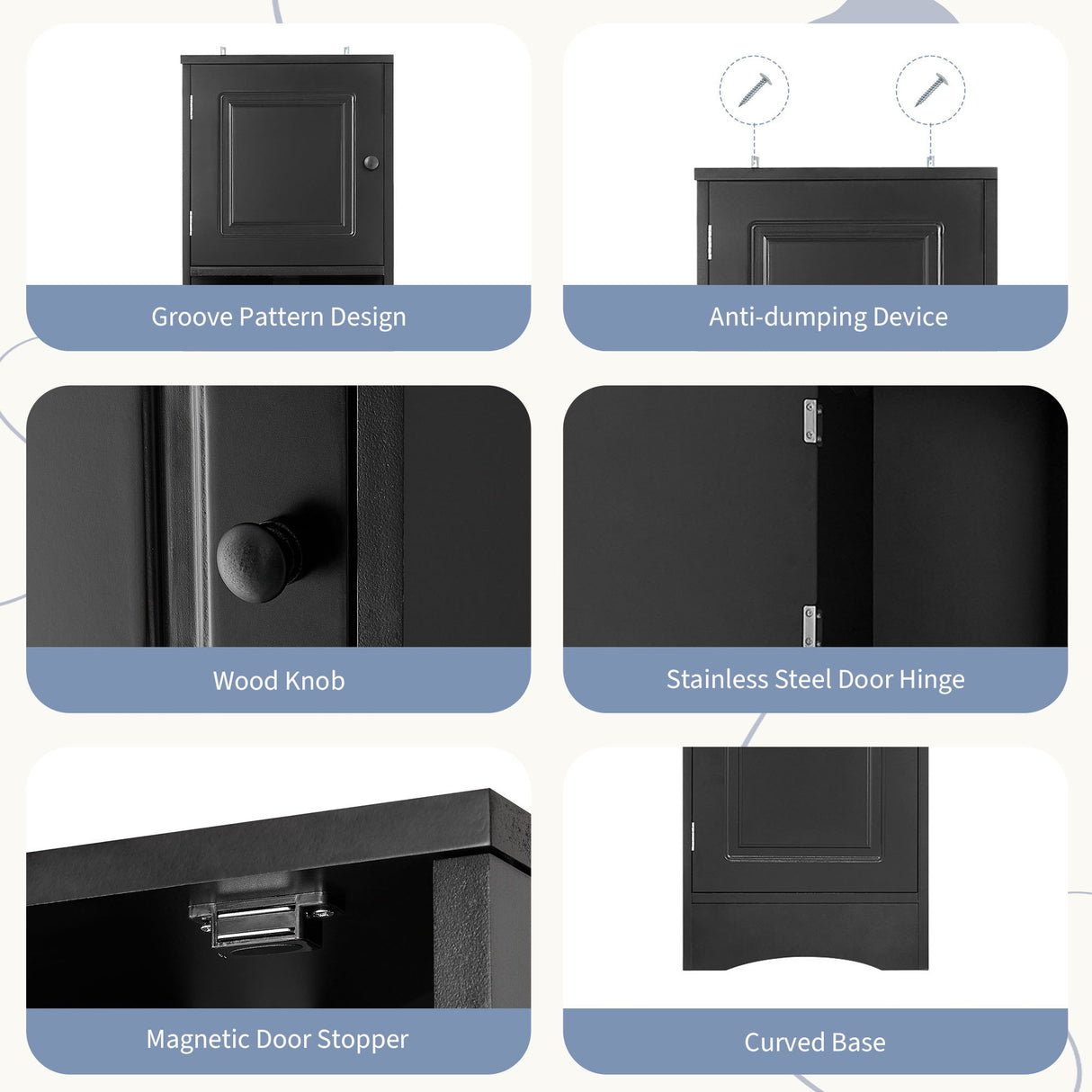 Multi Functional Corner Cabinet With Adjustable Shelves And 2 Doors