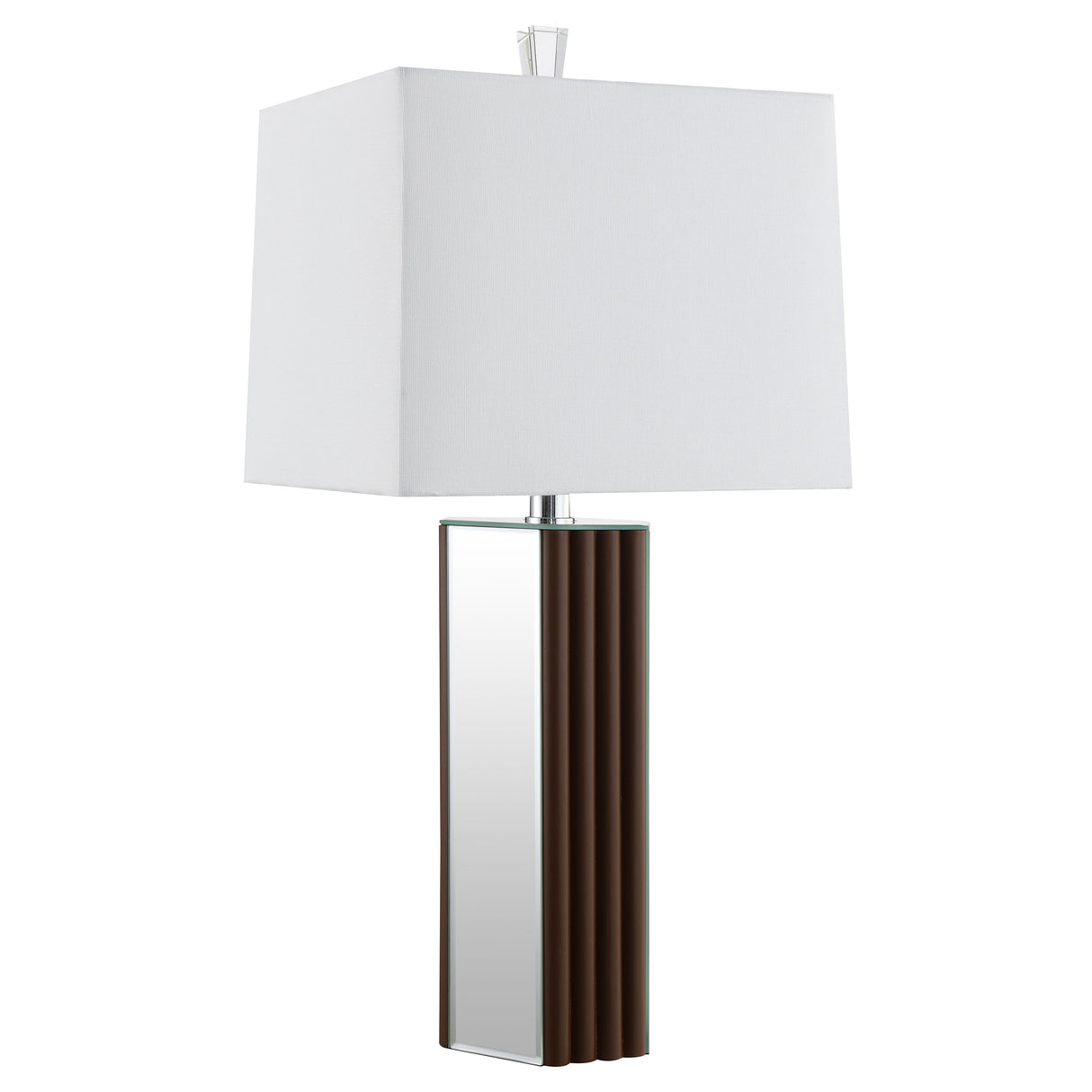 Elena Mirrored Table Lamp with Brown Tapered Base, 30-Inch