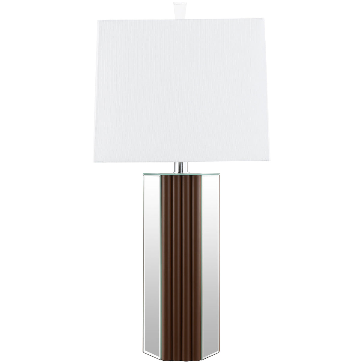 Elena Mirrored Table Lamp with Brown Tapered Base, 30-Inch