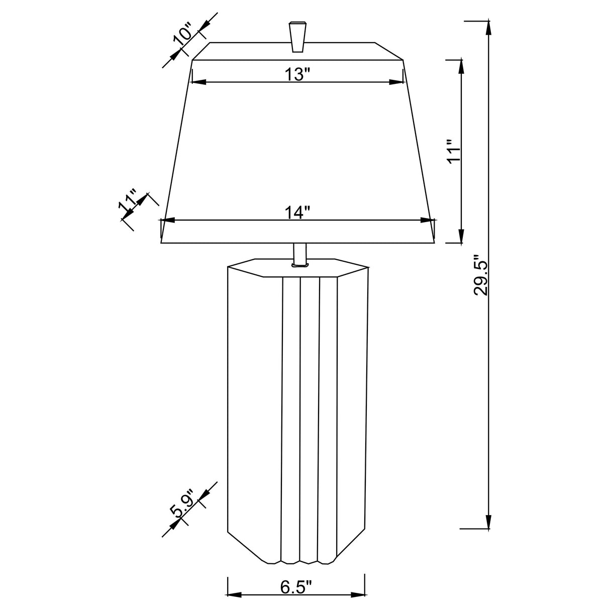 Elena Mirrored Table Lamp with Brown Tapered Base, 30-Inch