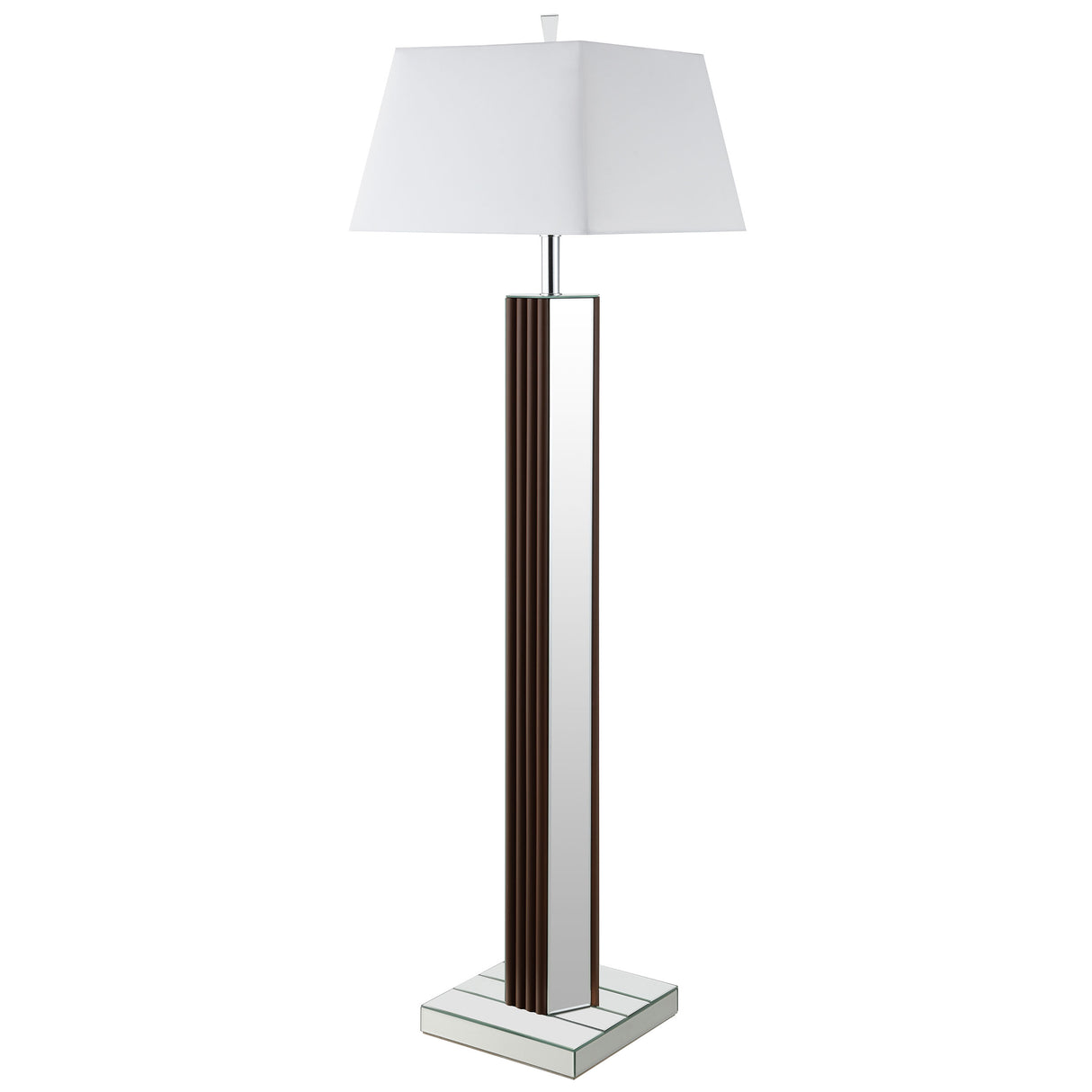 Elena 67" Mirrored Floor Lamp with Brown Scallop Detail