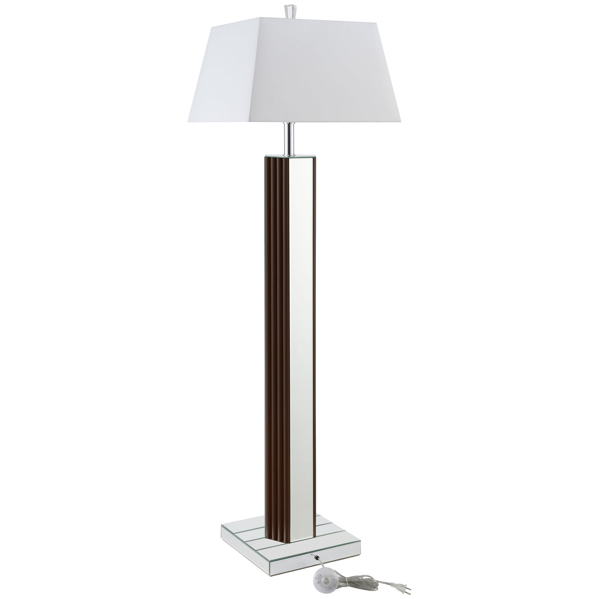 Elena 67" Mirrored Floor Lamp with Brown Scallop Detail