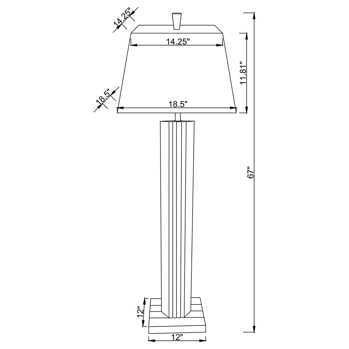Elena 67" Mirrored Floor Lamp with Brown Scallop Detail