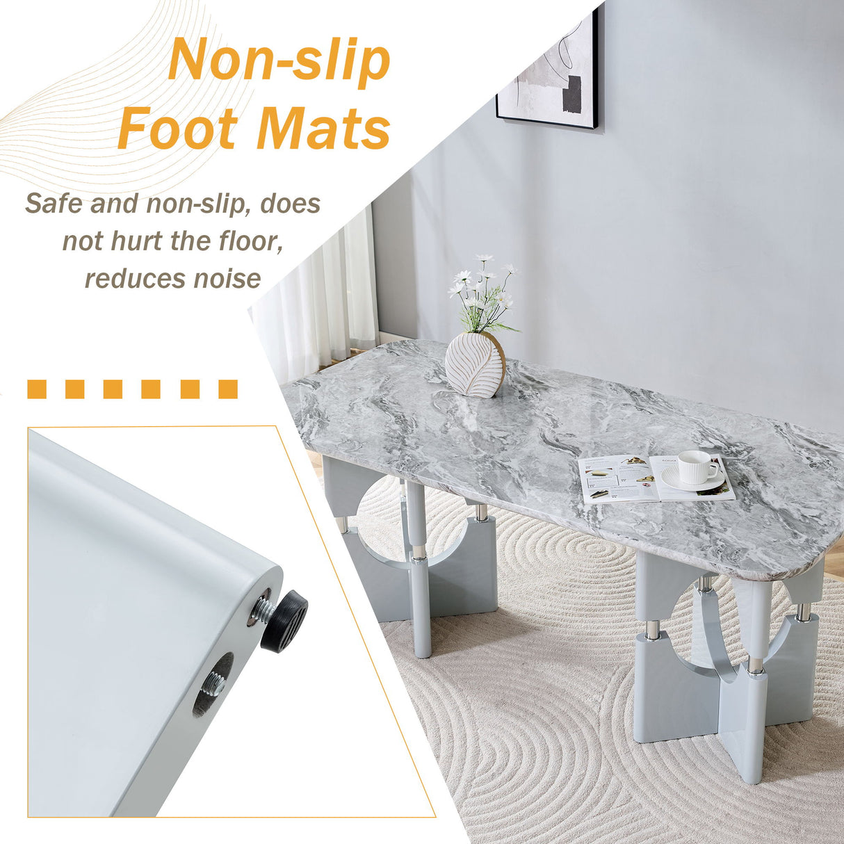 Modern Dining Table With Sleek Hollow-Out Frame And Accents