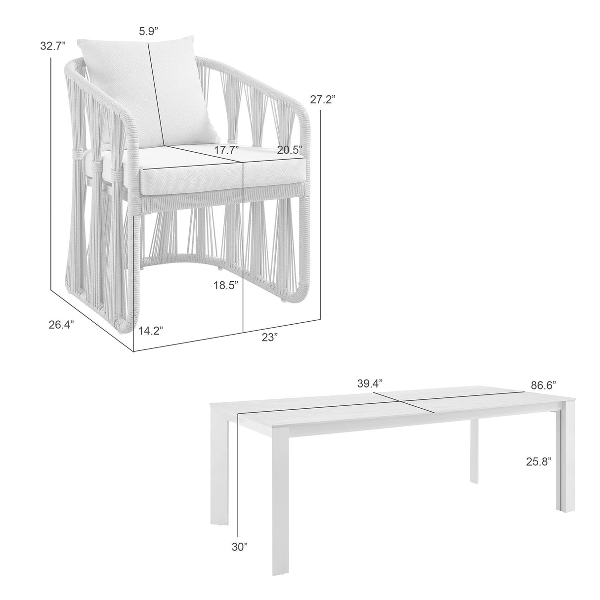 Breeze - Powder Coated Rectangle Metal Outdoor Dining Set With Cushions