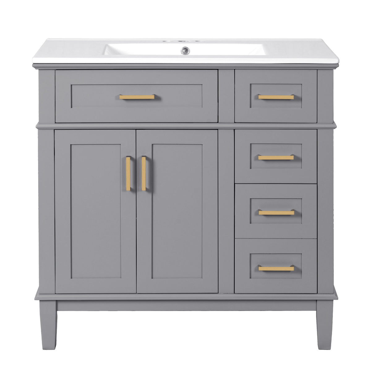 Modern Bathroom Vanity With Ceramic Sink, Soft Close Storage Cabinet