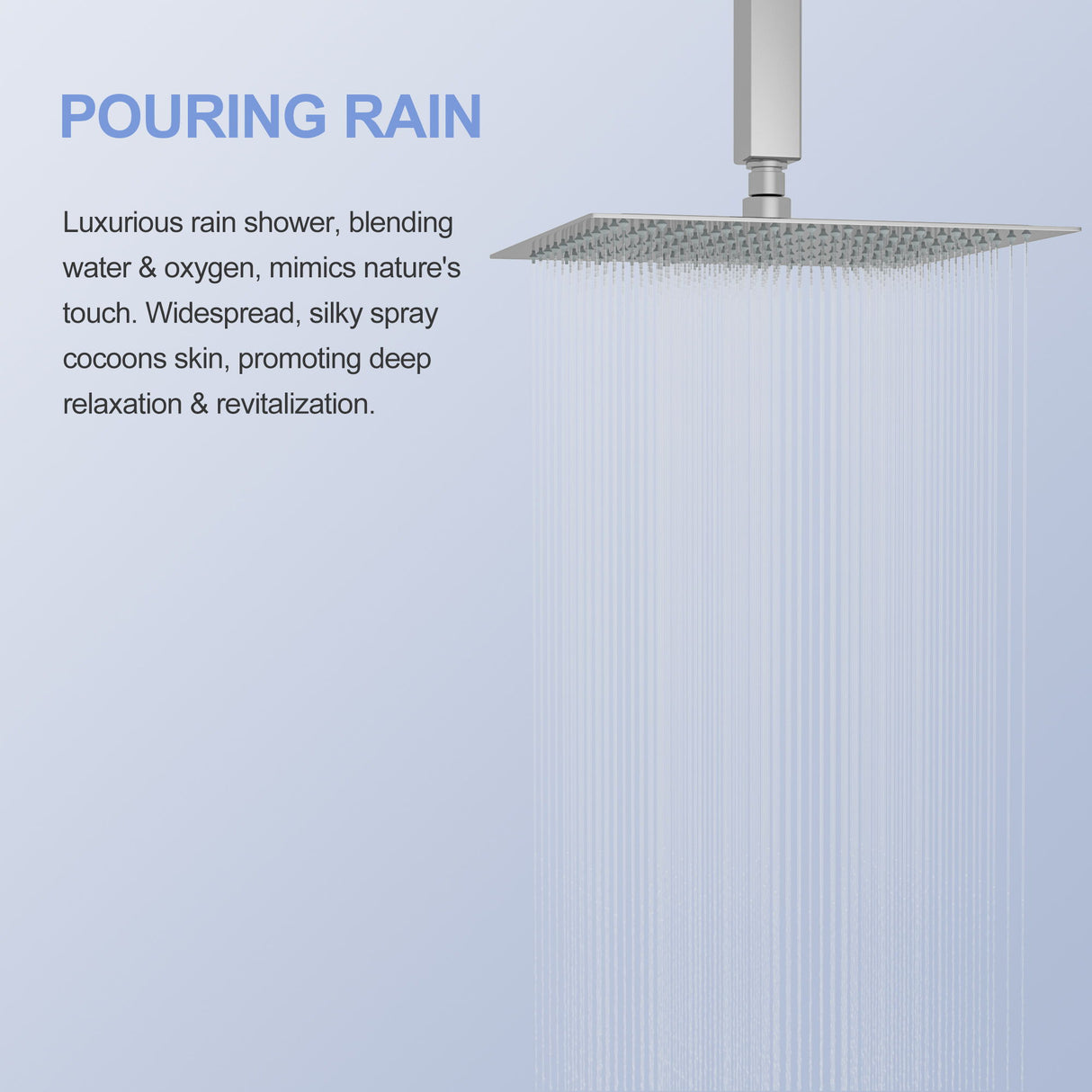 10" Square Rainfall Shower Head, Wall / Ceiling Mounted, Stainless Steel - Chrome