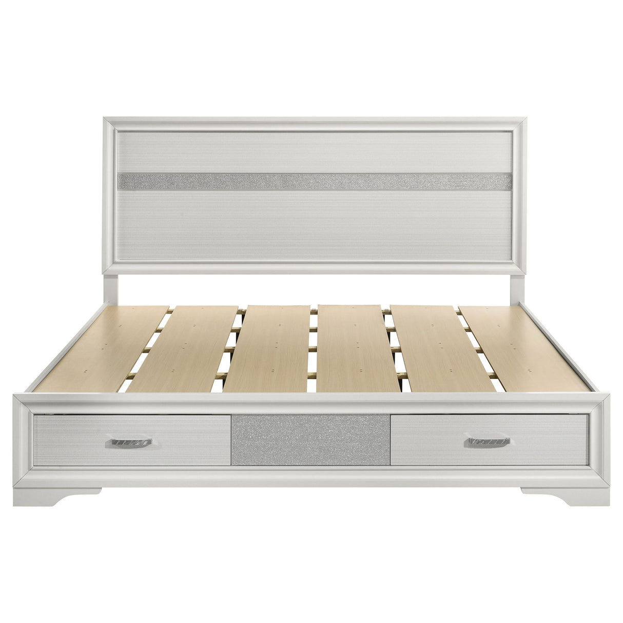 California King Storage Platform Bed With 2 Drawer - White