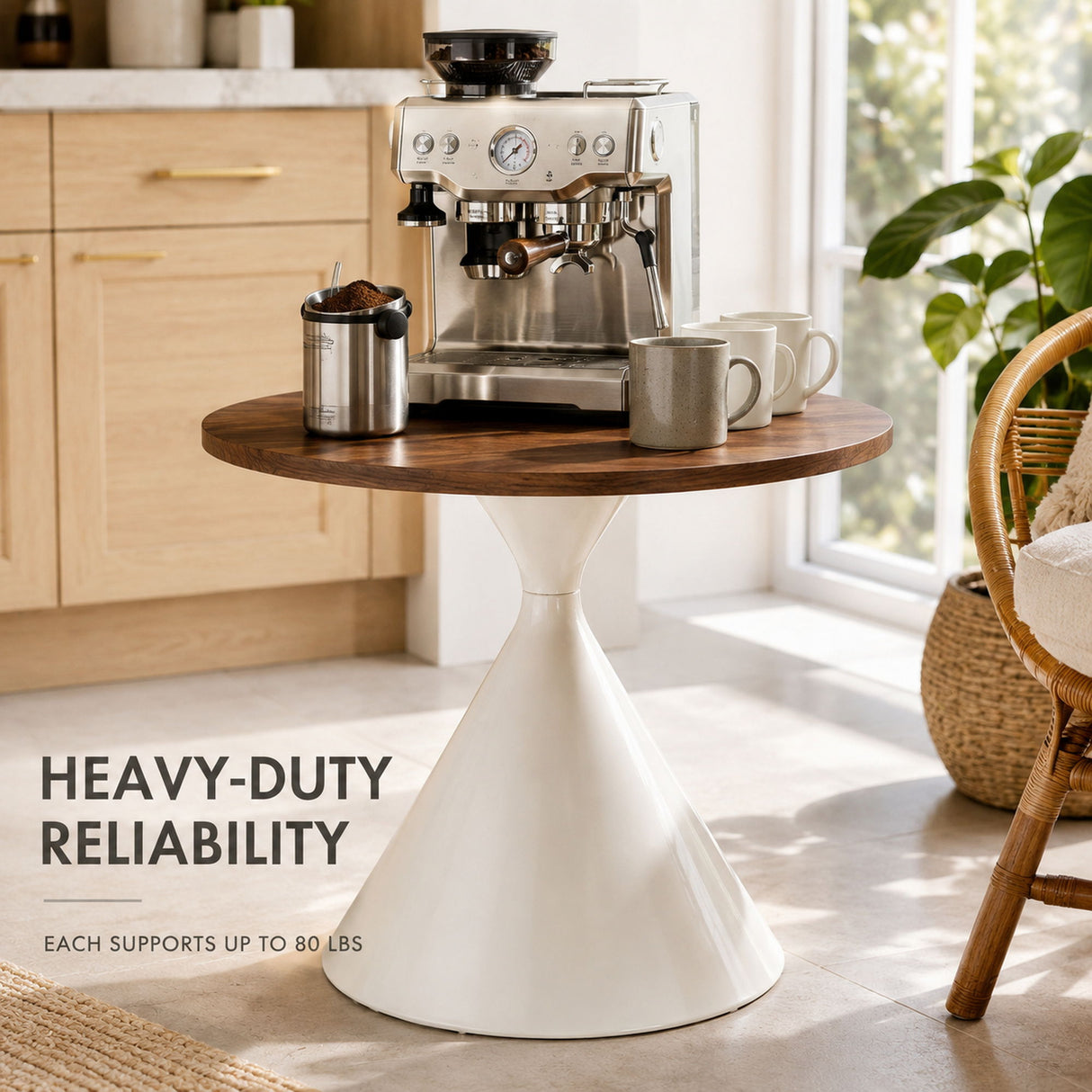 2 Piece Round Coffee Table Set - Walnut / White