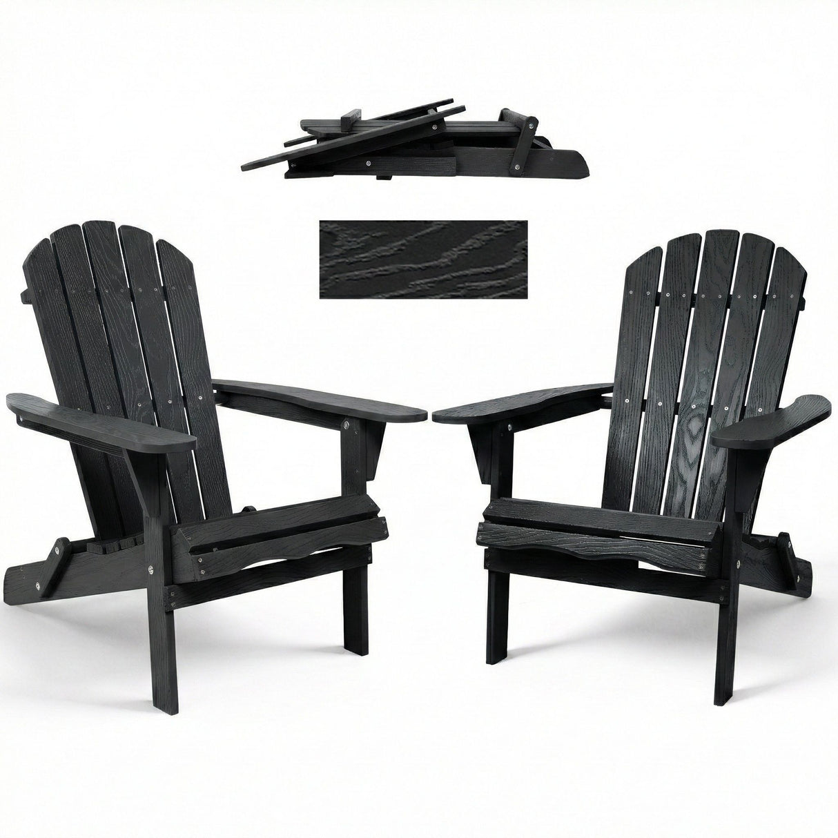 Folding Adirondack Lounge Chair With Embossed Grain Texture