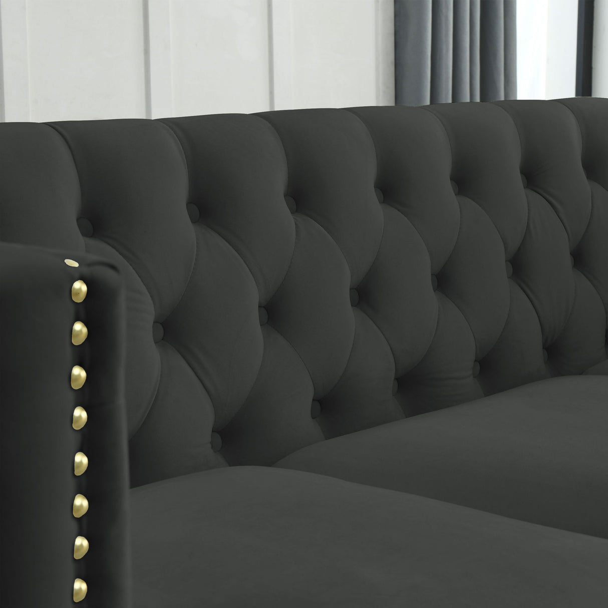 Modern Sofa With Button Tufting, Upholstered Couch For Living Room