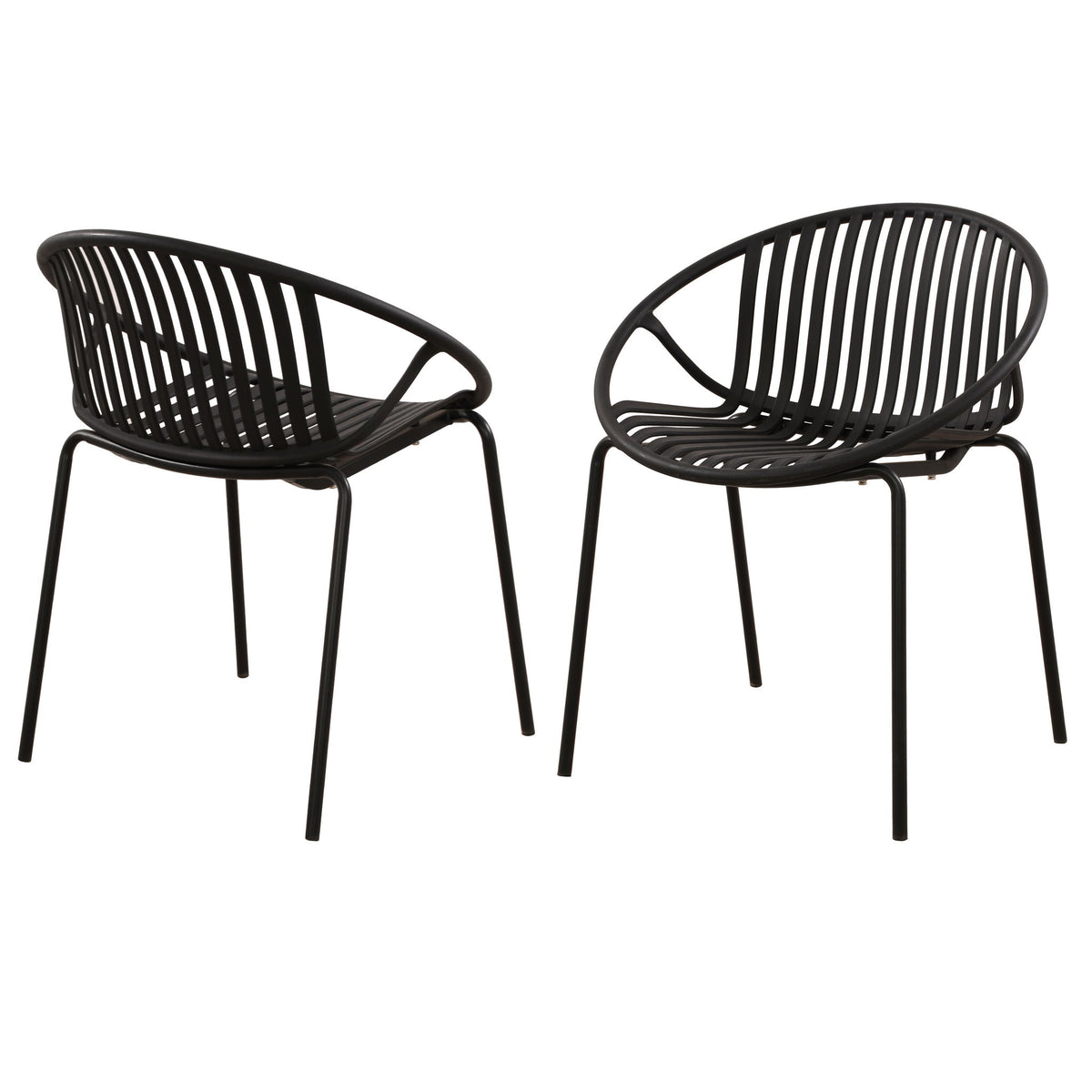 Stackable Outdoor Chairs With Breathable Plastic Backrest (Set of 2)