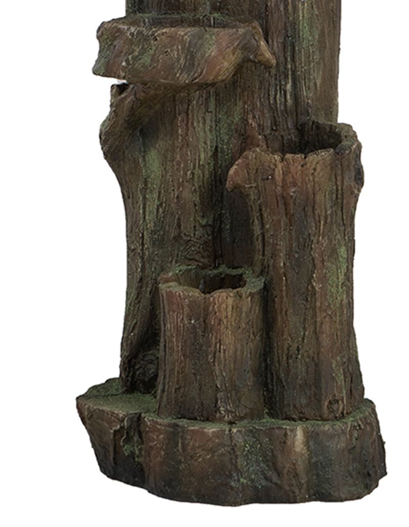 Rustic Decorative Tree Trunk 5 Tier Water Fountain, With Light And Pump, For Indoor And Outdoor - Brown - Feeders & Water - Alpine Outlets
