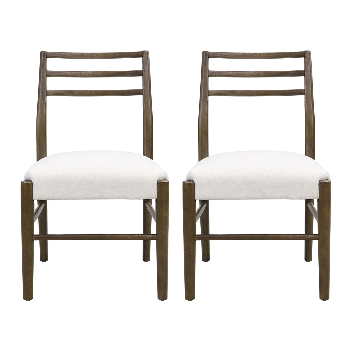 Farmhouse Style Dining Chair Set With Ladder Back Design - Beige