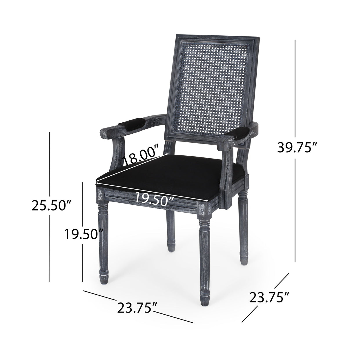 Elegant French Country Style Dining Chair With Cane Backrest