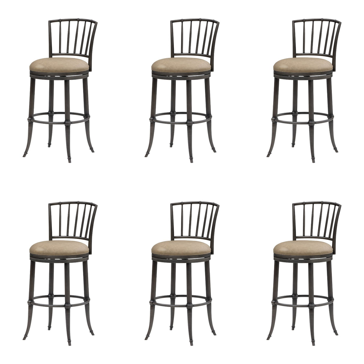 Vince - Commercial Grade Steel Frame Faux Leather Upholstered Swivel Bar Height Barstool