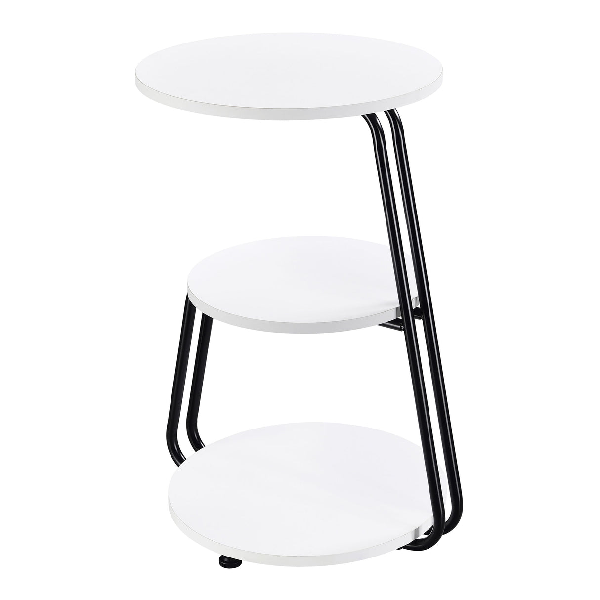 Hilly 3-Tier Round Accent Side Table, White and Black