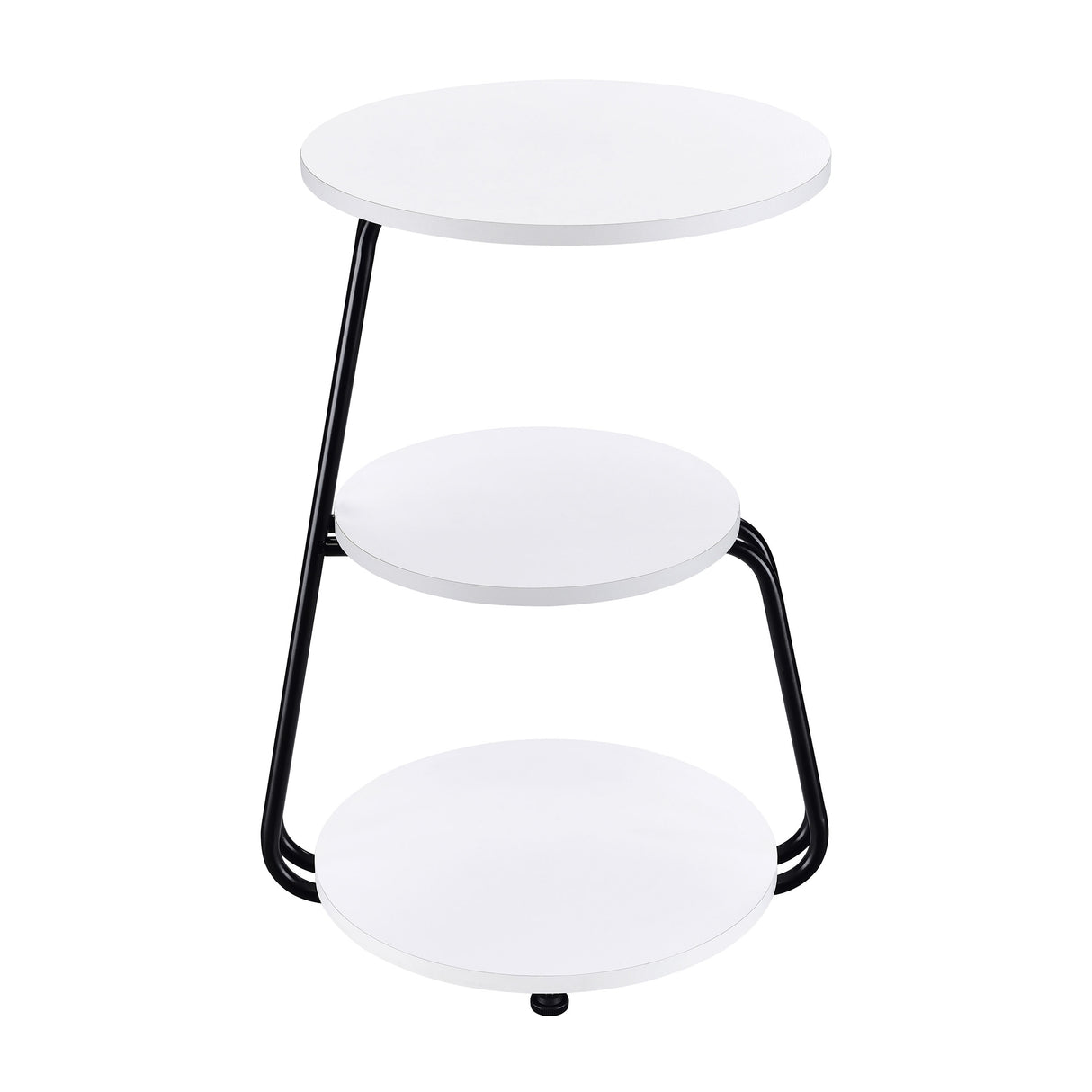Hilly 3-Tier Round Accent Side Table, White and Black