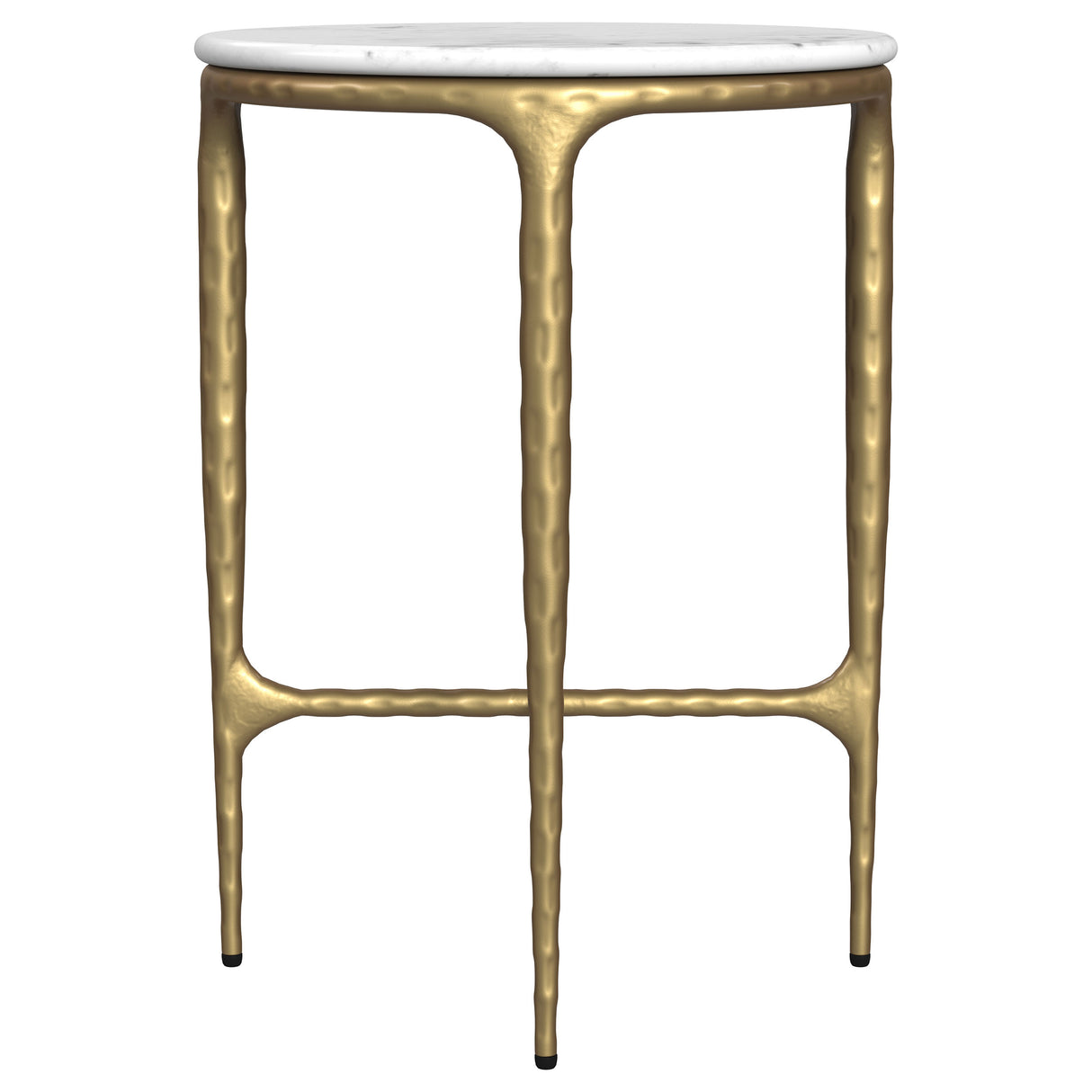 Baldwin Round Marble Top Side Table, White and Gold