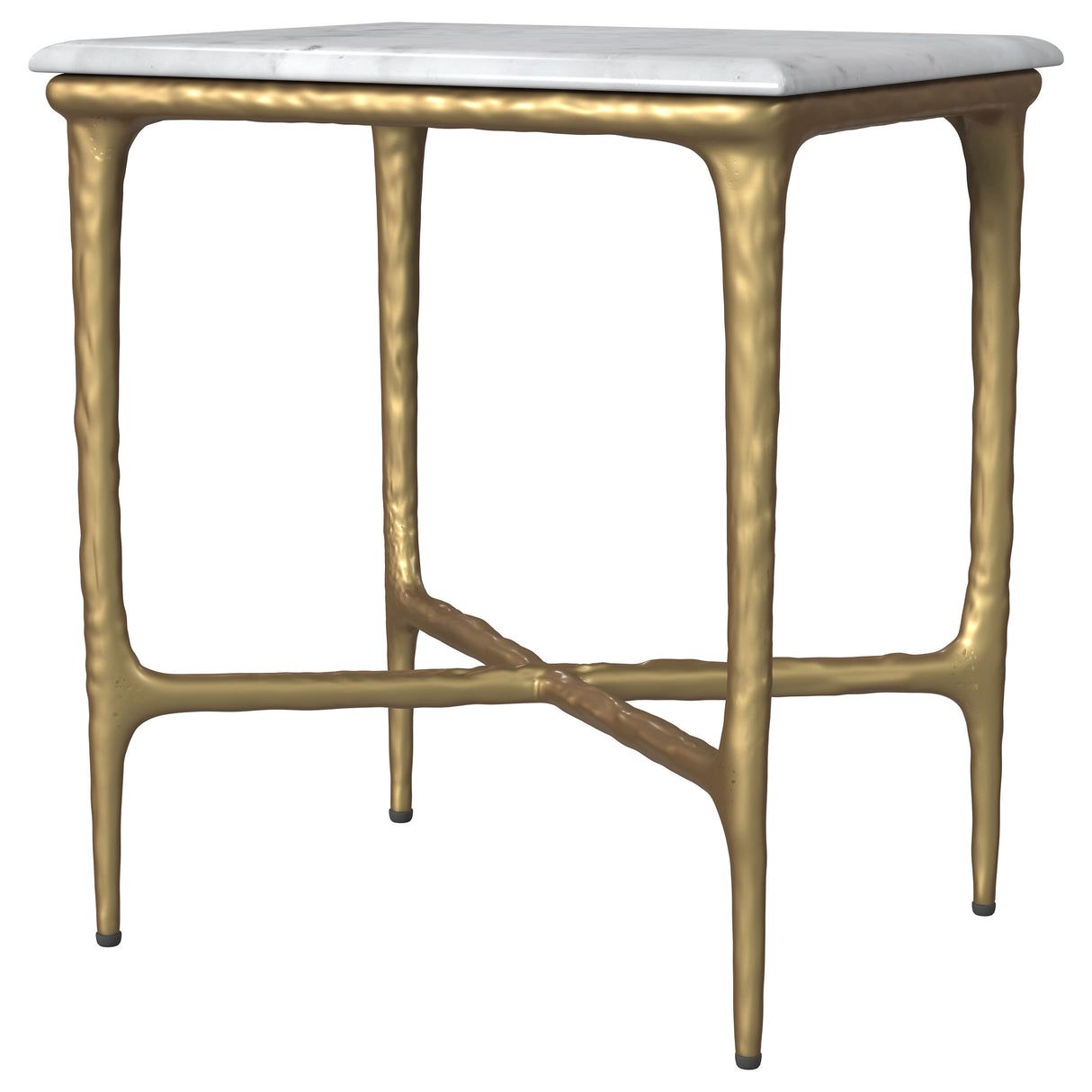 Baldwin Rectangular White Marble and Gold Side Table