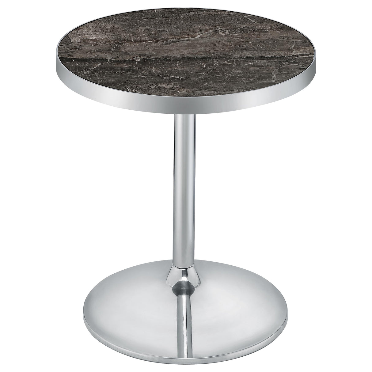 Cazen Round Faux Marble Top Pedestal Side Table, Grey