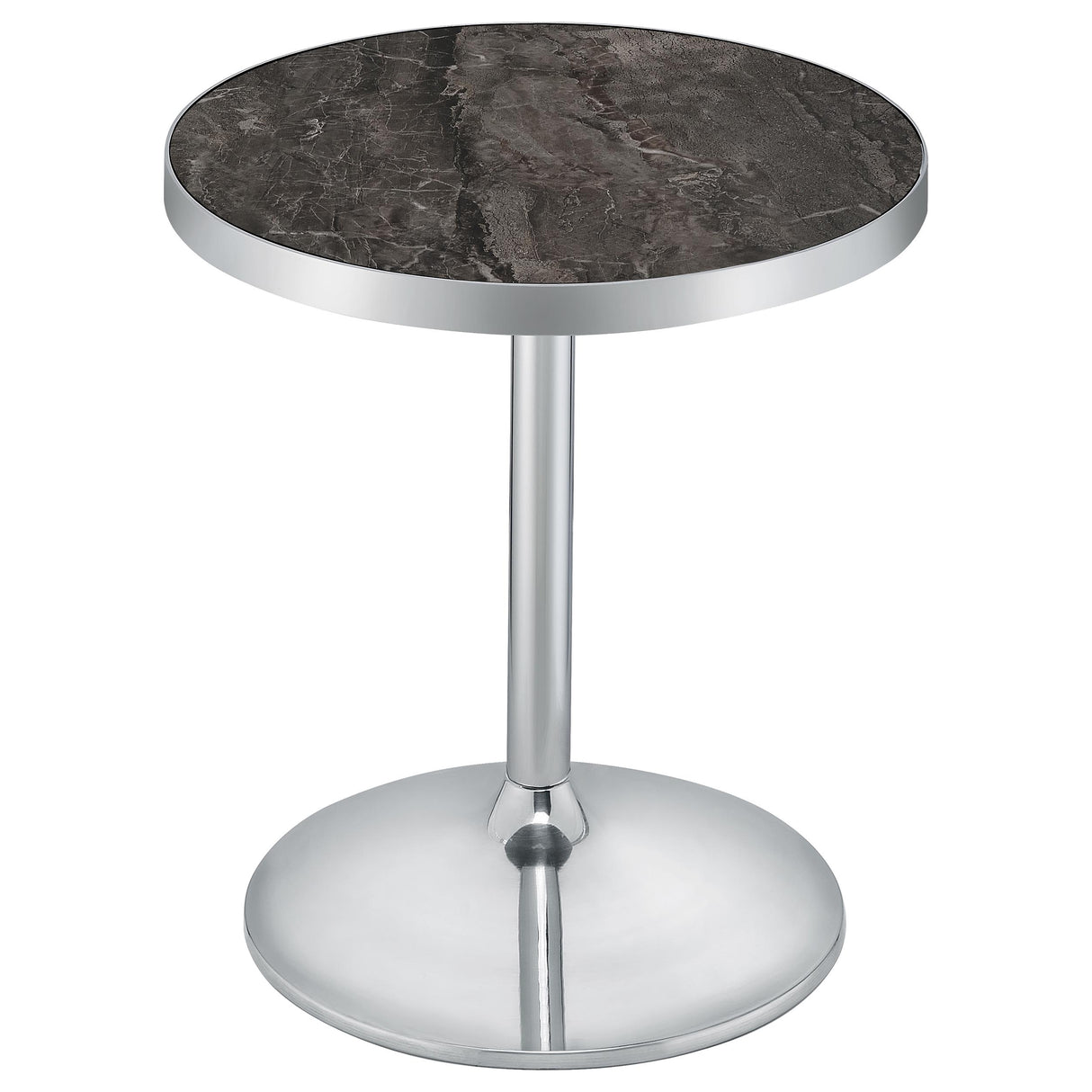 Cazen Round Faux Marble Top Pedestal Side Table, Grey