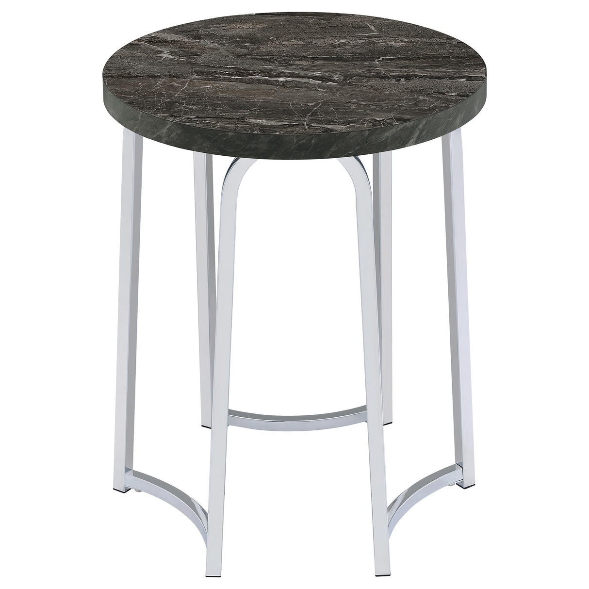 Barcelo Round Grey Faux Marble Top Metal Side Table