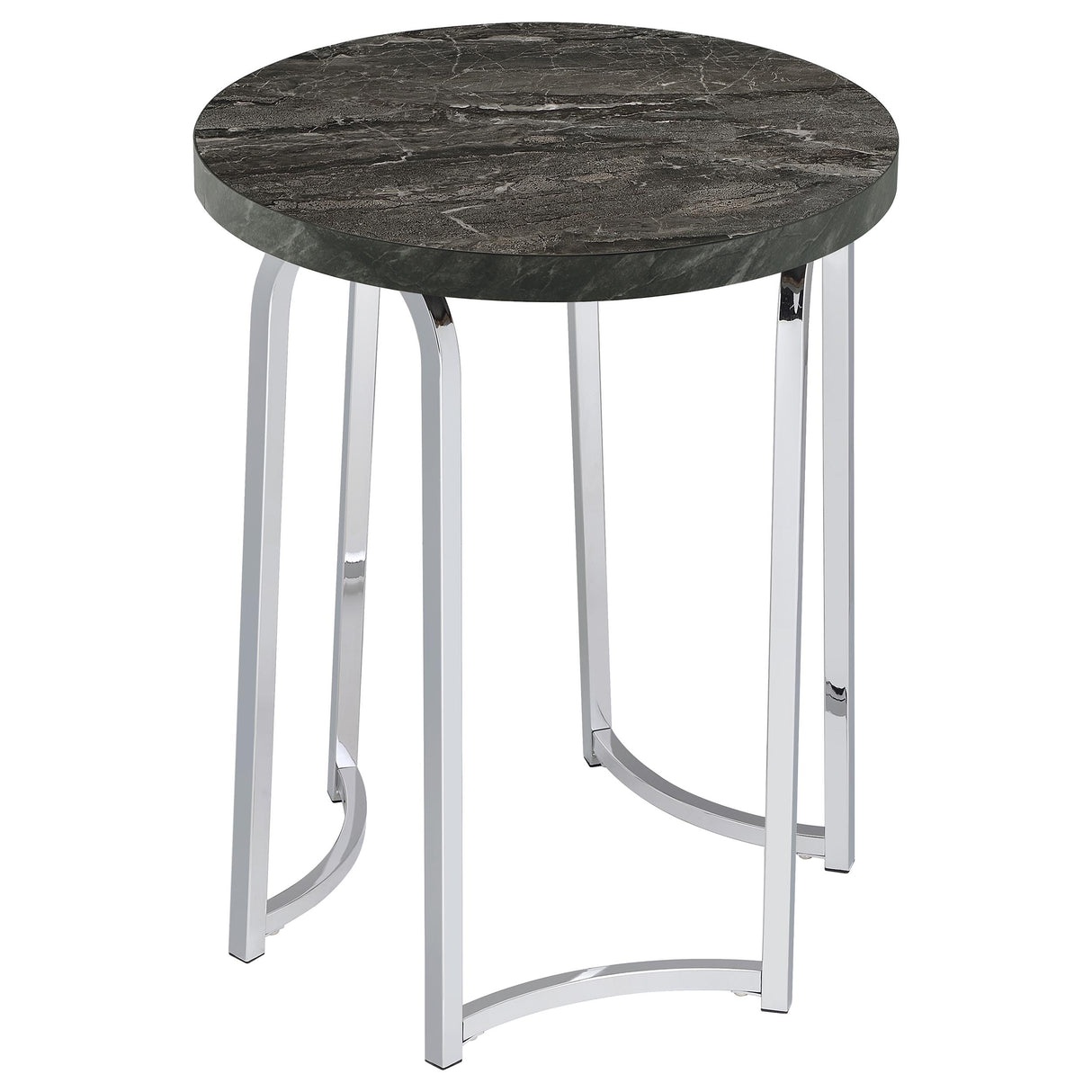 Barcelo Round Grey Faux Marble Top Metal Side Table