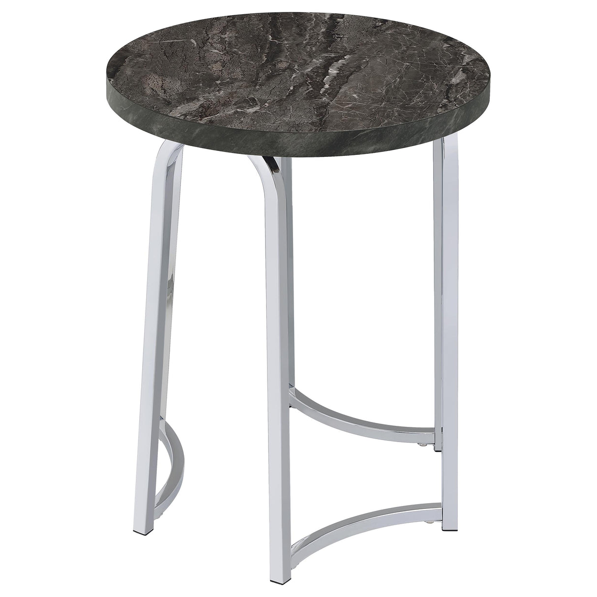 Barcelo Round Grey Faux Marble Top Metal Side Table