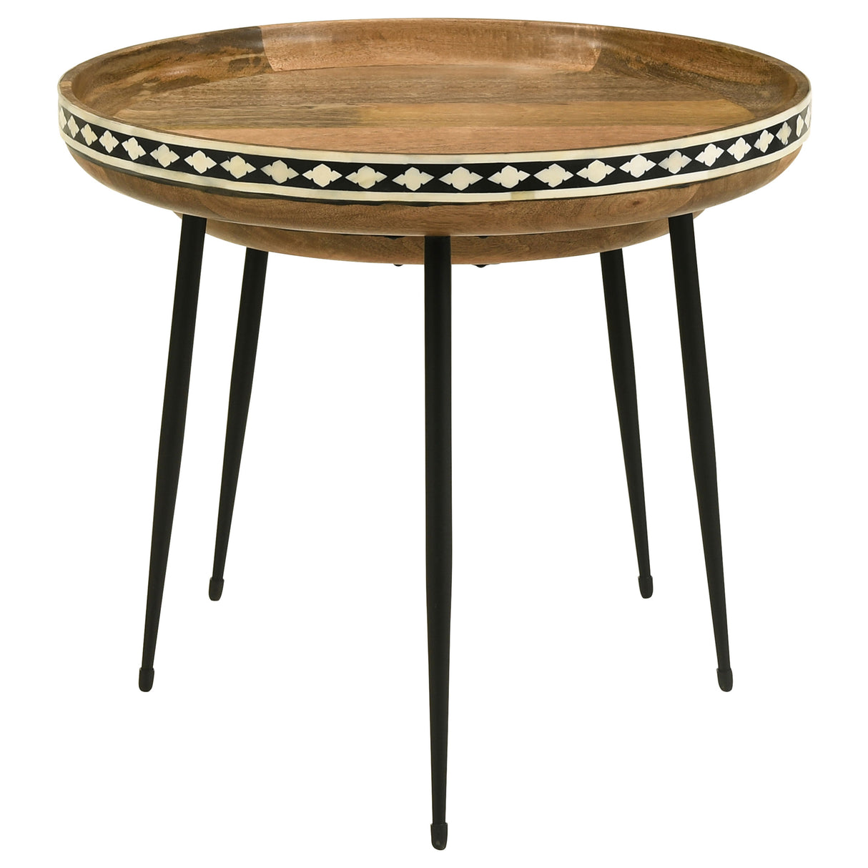Ollie 2-Piece Mango Wood Bone Inlay Nesting Tables, Natural