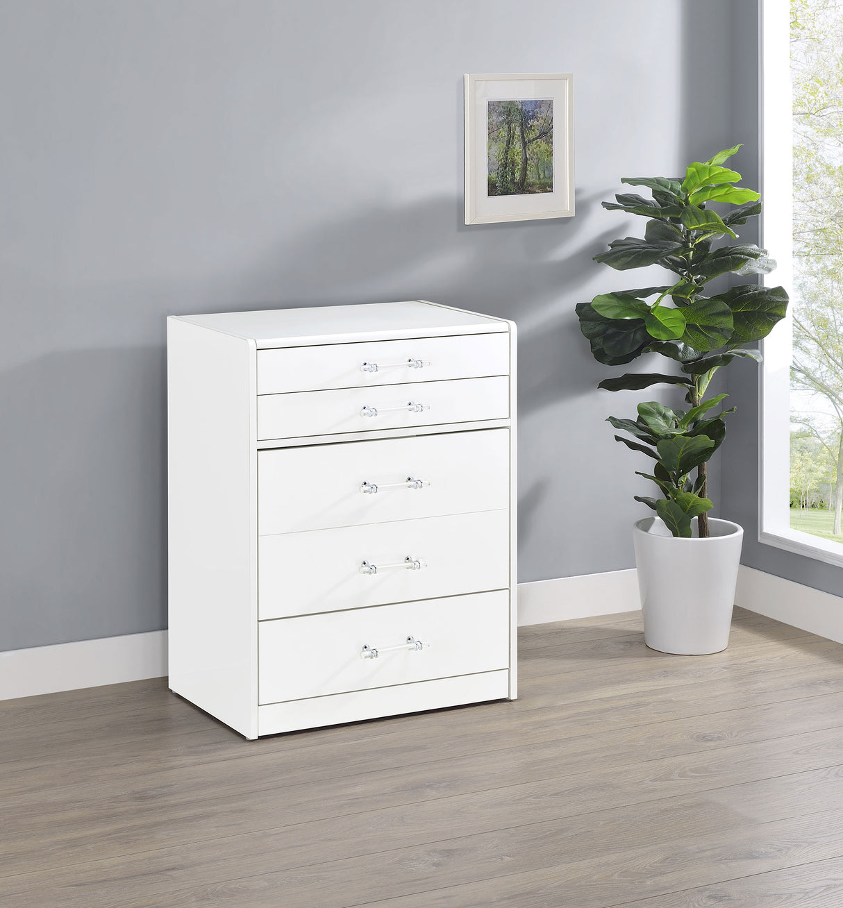 Danbury 3-Drawer Makeup Vanity and Stool Set, White High Gloss
