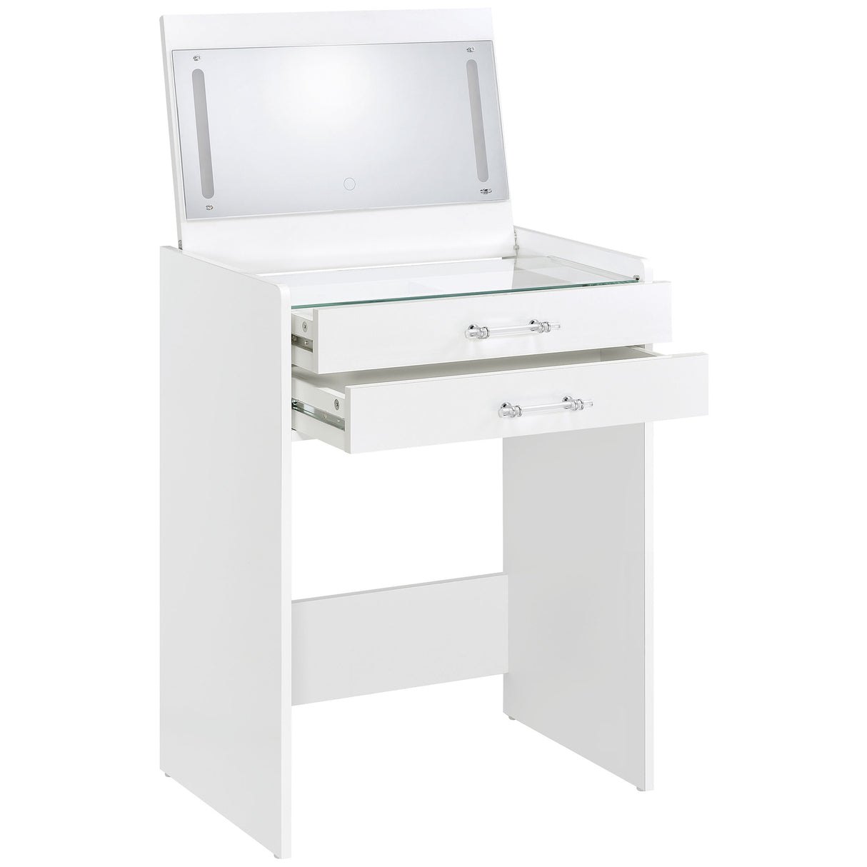 Danbury 3-Drawer Makeup Vanity and Stool Set, White High Gloss