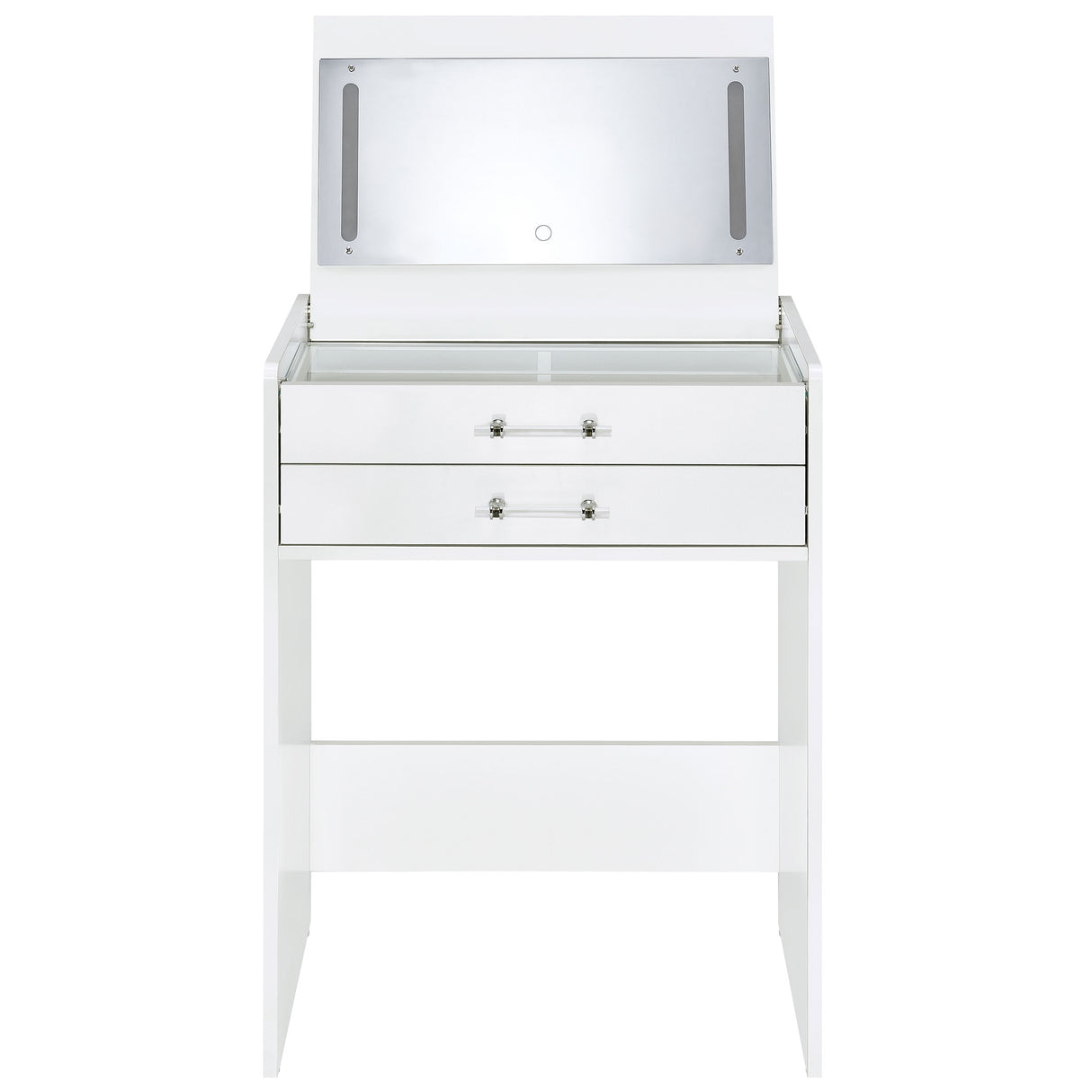 Danbury 3-Drawer Makeup Vanity and Stool Set, White High Gloss