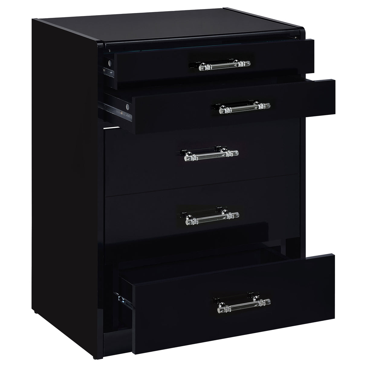 Danbury 3-Drawer Makeup Vanity and Stool Set, Black High Gloss