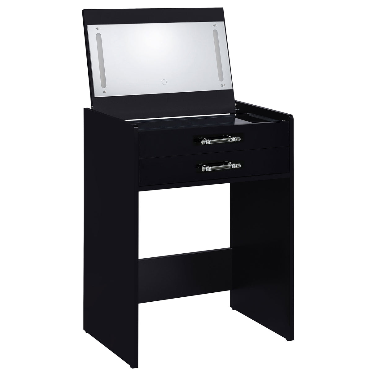 Danbury 3-Drawer Makeup Vanity and Stool Set, Black High Gloss