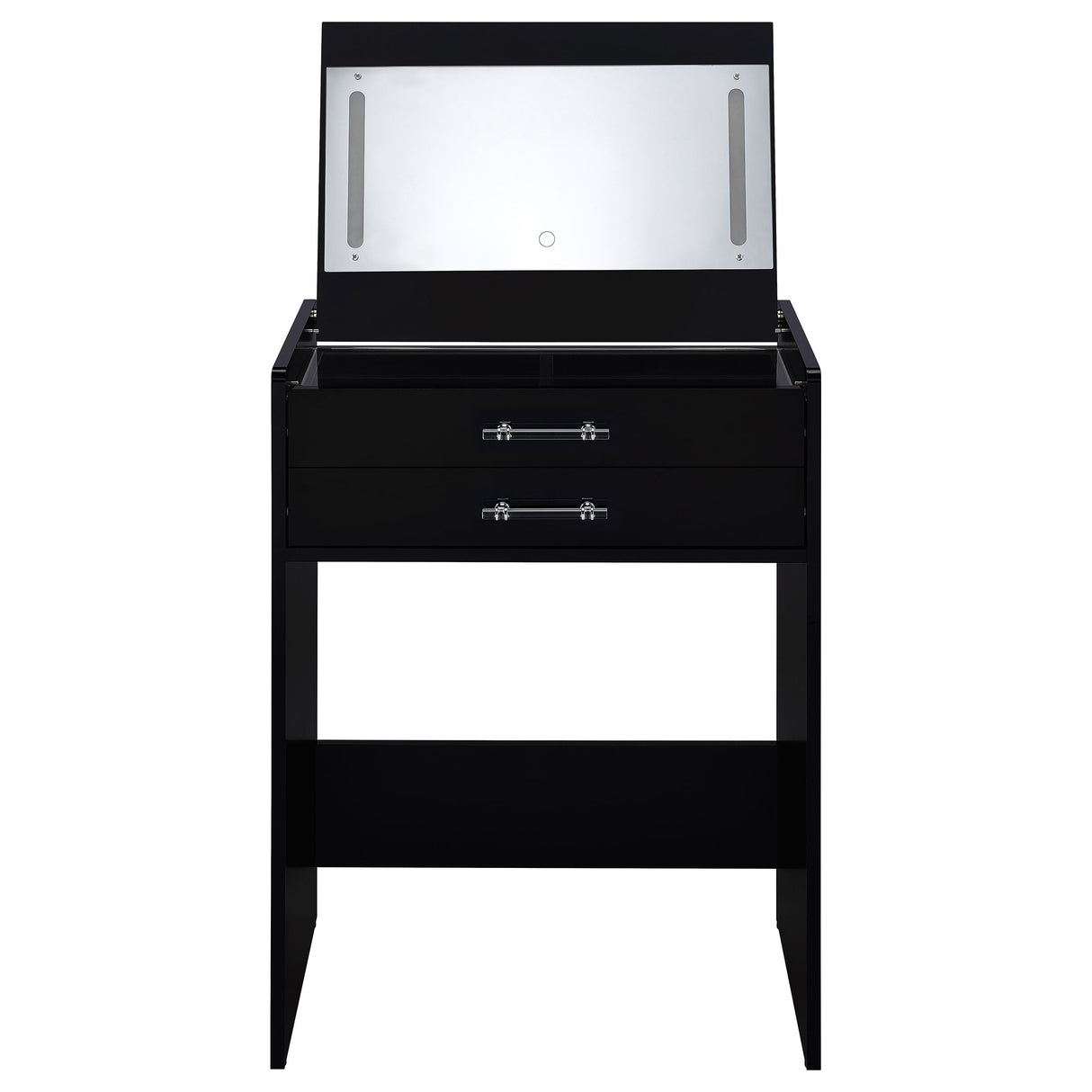 Danbury 3-Drawer Makeup Vanity and Stool Set, Black High Gloss