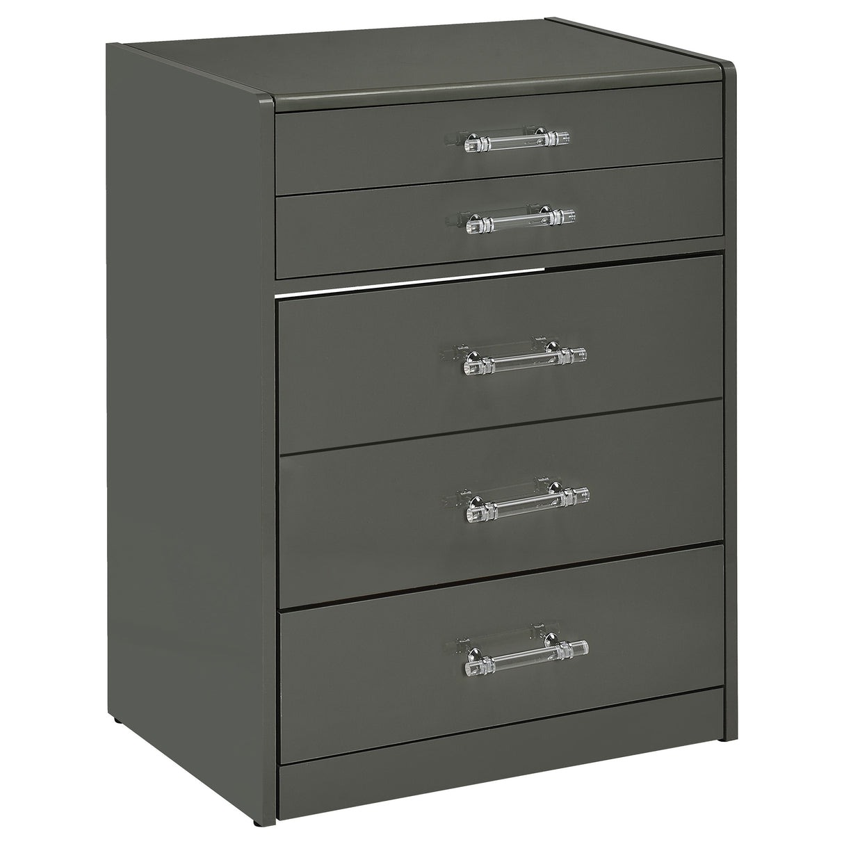 Danbury 3-Drawer Makeup Vanity and Stool Set, Grey High Gloss