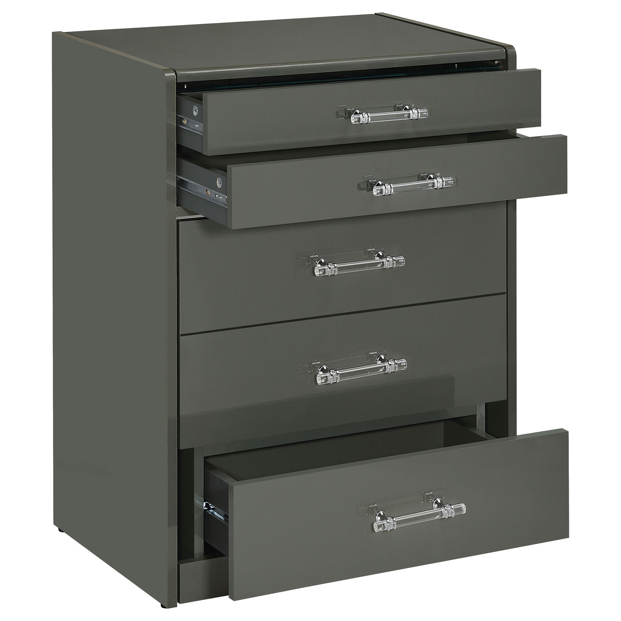 Danbury 3-Drawer Makeup Vanity and Stool Set, Grey High Gloss