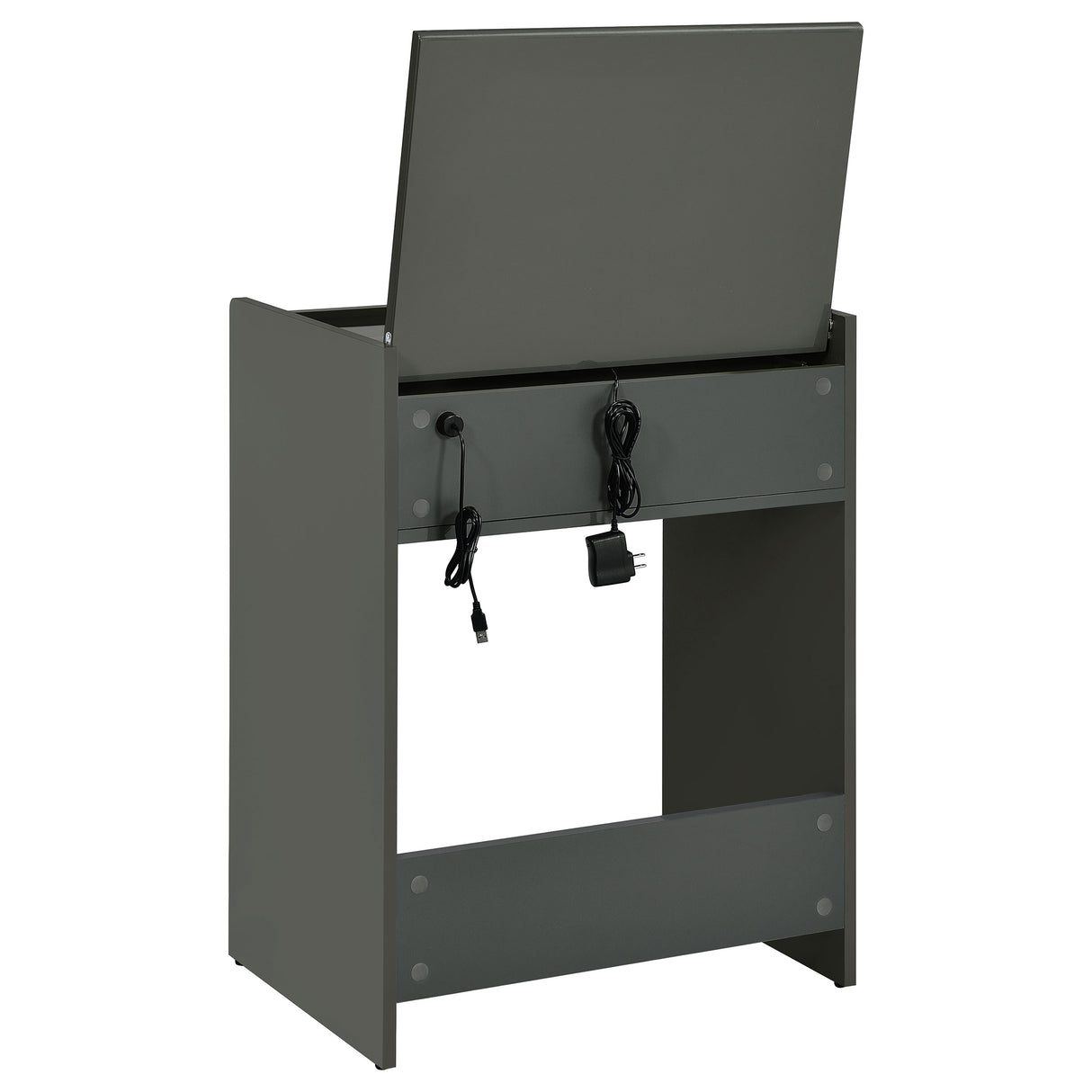 Danbury 3-Drawer Makeup Vanity and Stool Set, Grey High Gloss