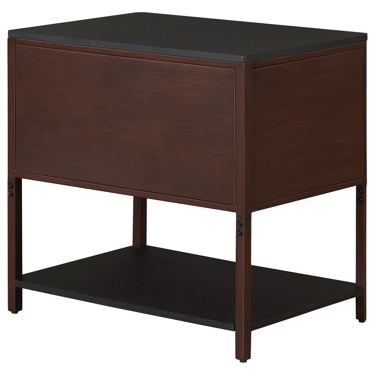 Zimmerlee 2-Drawer Side Table with Shelf, Rust Brown